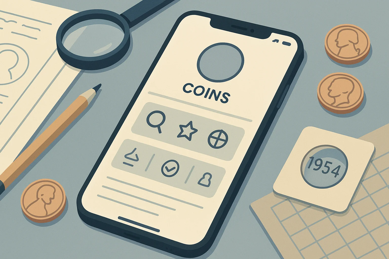 Interface of a Coin ID Scanner app on the iPhone.